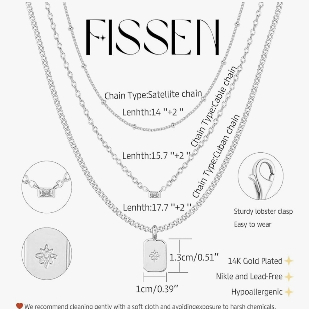 Layered Silver Necklace for Women